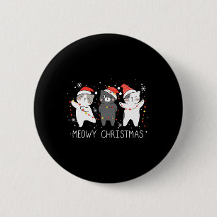 Macaron Rond 5 Cm Meowa Catmas Chat Noël Cute Chats Lover Père Noël