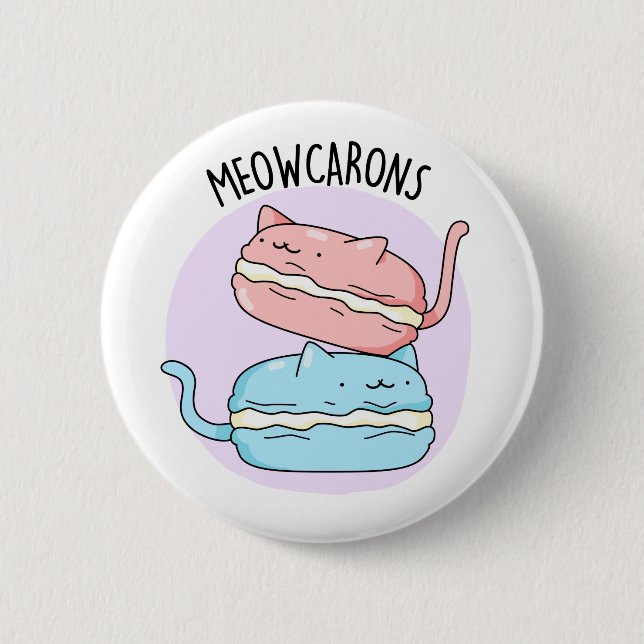 Macaron Rond 5 Cm Meowcarons amusant Macaron Pun (Devant)