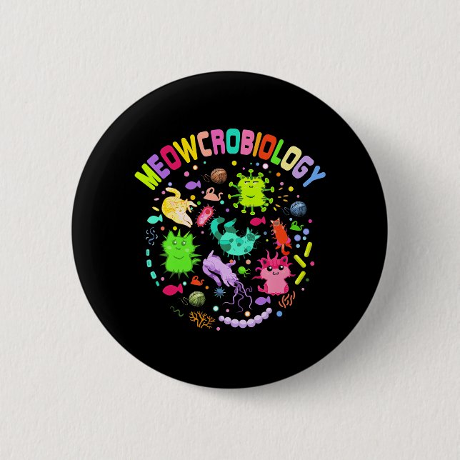 Macaron Rond 5 Cm Méowcrobiologie Chat Meow Microbiologie Science (Devant)
