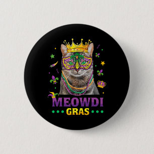 Macaron Rond 5 Cm Meowdi Gras Mardi Gras Amoureux des chats Nouvelle