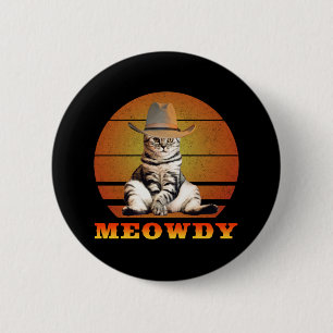 Macaron Rond 5 Cm Meowdy Funny Cowboy Cat