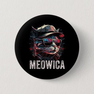 Macaron Rond 5 Cm Meowica 4 juillet chat américain Drapeau Amérique
