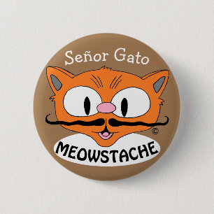 Macaron Rond 5 Cm MEOWSTACHE Moustache Chat Señor Gato