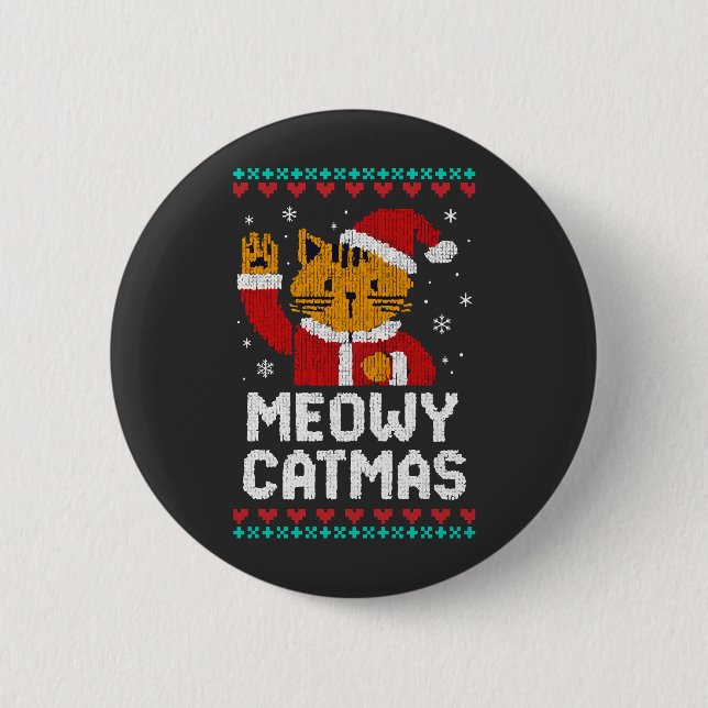 Macaron Rond 5 Cm Meowy Catmas (Devant)