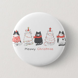 Macaron Rond 5 Cm Meowy Christmas Cats