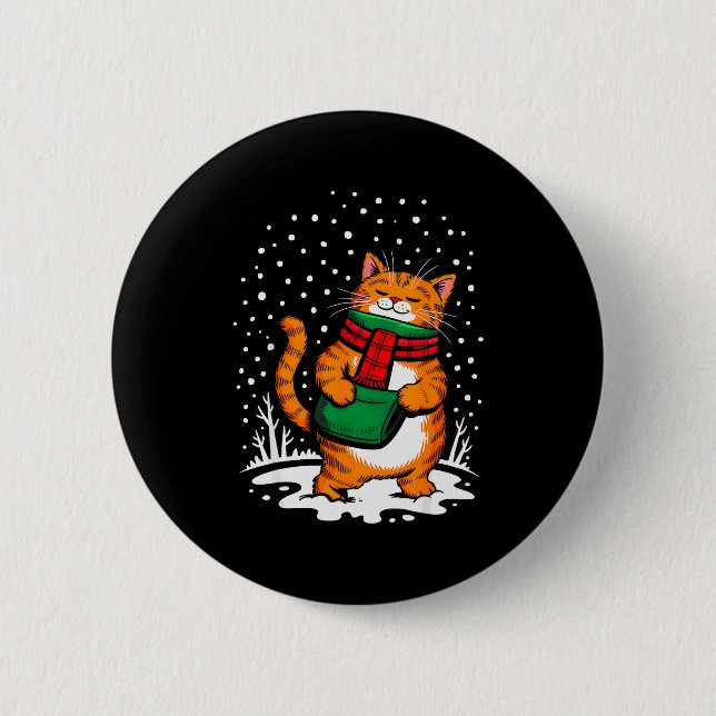 Macaron Rond 5 Cm Meowy Xmas Cats Christmas Snow Kitten Funny For Ca (Devant)