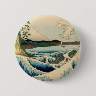 Macaron Rond 5 Cm Mer japonaise de Satta Hiroshige Art