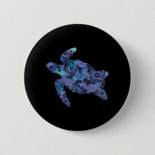 Macaron Rond 5 Cm Mer Tortue Mandala Magique Couleur Lumière Art