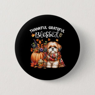 Macaron Rond 5 Cm Merci gracieux bienheureux Chih Tzu Chien Chute Y'