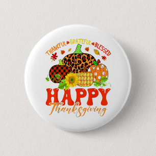 Macaron Rond 5 Cm Merci Gratuit Bienheureux Leopard Plaid Citrouille