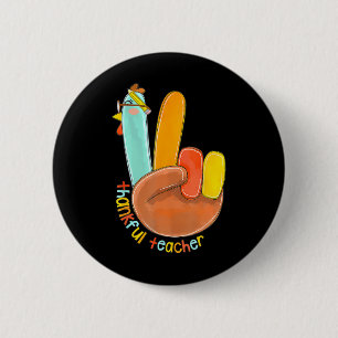 Macaron Rond 5 Cm Merci Professeur amusant Thanksgiving Peace Hand S