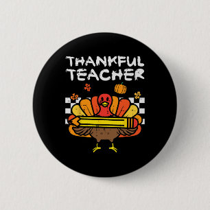 Macaron Rond 5 Cm Merci Professeur Thanksgiving Turquie Retro Chute