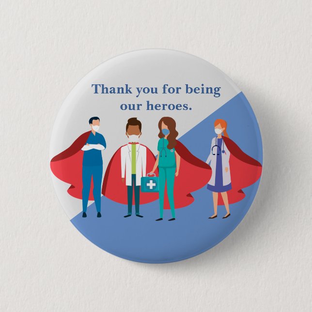 Macaron Rond 5 Cm Merci Professionnels de la santé Héros Docteur Inf (Devant)