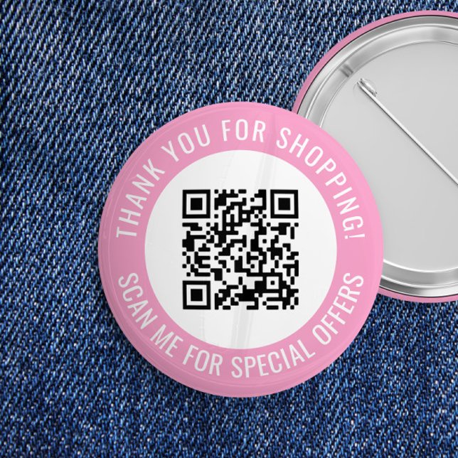 Macaron Rond 5 Cm Merci rose et me scanner Code QR promotionnel (Créateur téléchargé)