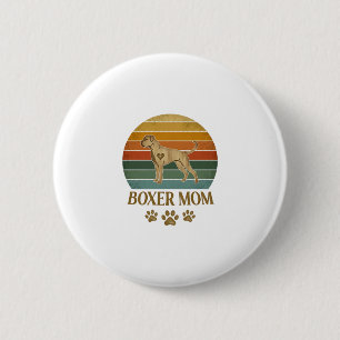 Macaron Rond 5 Cm Mère Boxer Chien Rétro Coucher de Soleil Empreinte