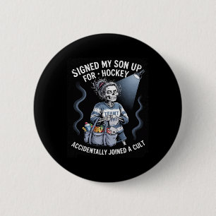 Macaron Rond 5 Cm Mère de hockey jeunesse culte drôle de hockey sur