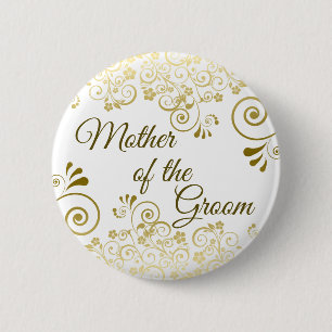 Macaron Rond 5 Cm Mère de la chambre Elegant Gold Filigree Mariage