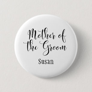 Macaron Rond 5 Cm Mère de la chambre noire Typographie avec nom (30)