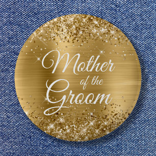 Macaron Rond 5 Cm Mère de la Glitterie Groom Gold Foil