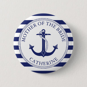 Macaron Rond 5 Cm Mère de la mariée Ancre nautique Mariage de la mar