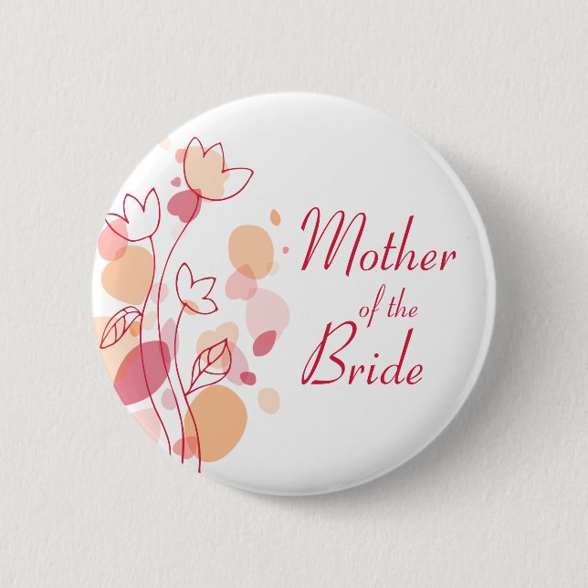 Macaron Rond 5 Cm Mère de la mariée mariage pin / bouton (Devant)