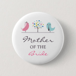 Macaron Rond 5 Cm Mère des oiseaux de jeune mariée épousant le