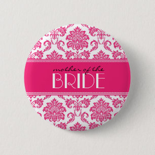 Macaron Rond 5 Cm Mère du bouton de damassé de jeune mariée dans le