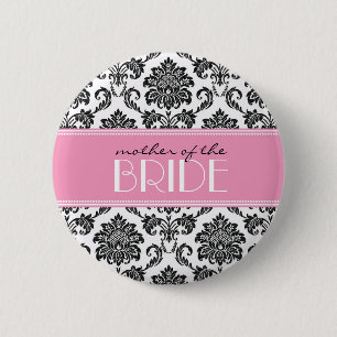 Macaron Rond 5 Cm Mère du bouton de damassé de jeune mariée dans le