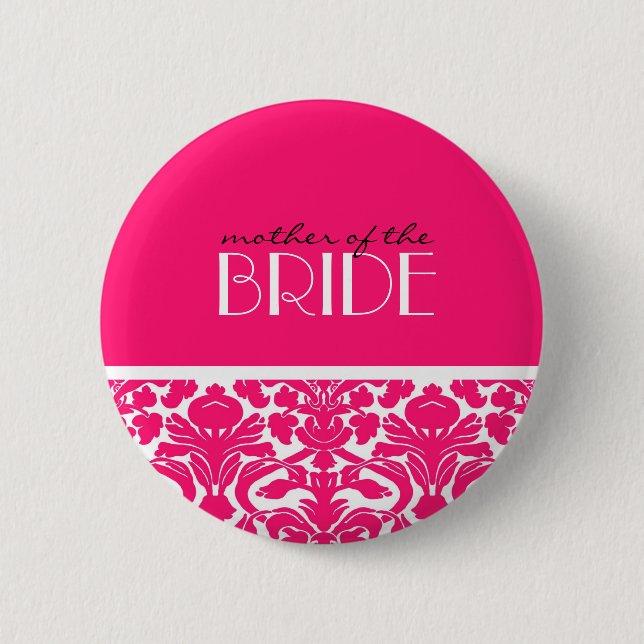 Macaron Rond 5 Cm Mère du bouton de damassé de jeune mariée dans les (Devant)