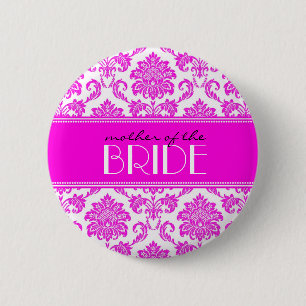 Macaron Rond 5 Cm Mère du bouton de damassé de jeune mariée dans les