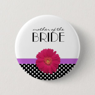 Macaron Rond 5 Cm Mère du bouton de point de polka de jeune mariée