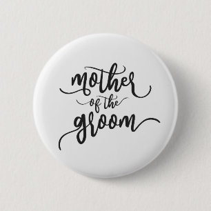 Macaron Rond 5 Cm Mère du Mariage Groom Calligraphie Bouton de la br