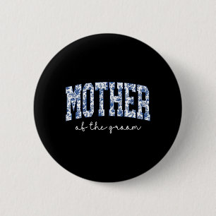 Macaron Rond 5 Cm Mère du marié bleu floral Toile appariée