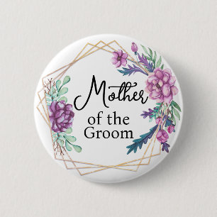 Macaron Rond 5 Cm Mère du Marié Fleurs Violettes Mariage