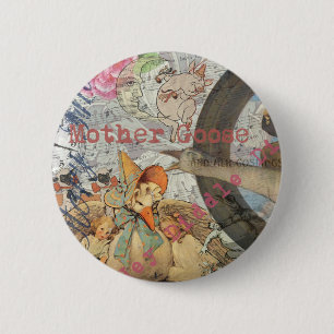 Macaron Rond 5 Cm Mère Goose Nursery Rhyme Fairy Tale