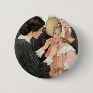 Macaron Rond 5 Cm Mère vintage et enfant par Jessie Willcox Smith