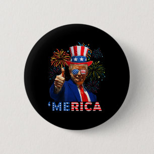 Macaron Rond 5 Cm Merica 4 juillet amusant feu d'artifice Trump Indé