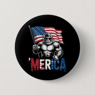 Macaron Rond 5 Cm Merica Bigfoot Drapeau américain 4 juillet patriot