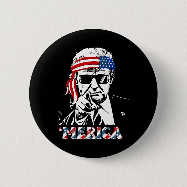 Macaron Rond 5 Cm Merica Trump 4 juillet heureux Trump Drapeau améri (Devant)