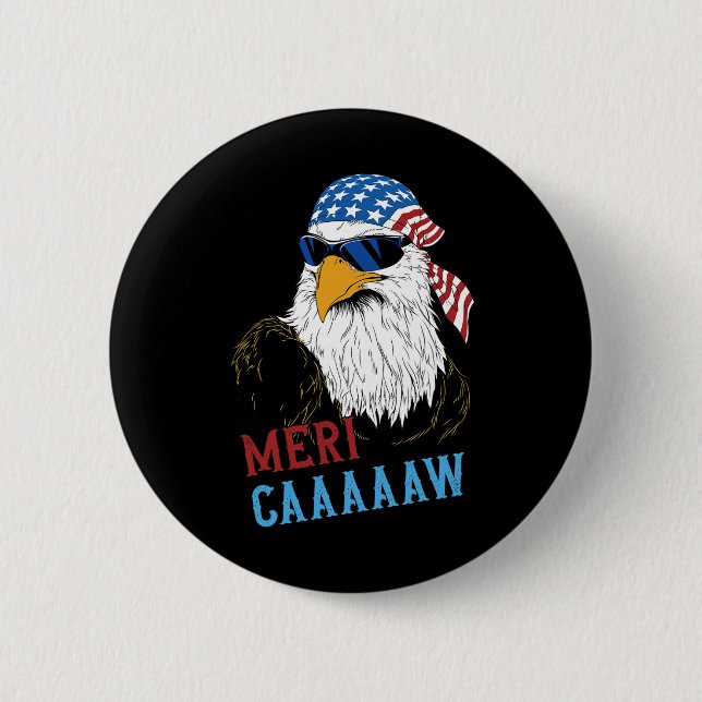 Macaron Rond 5 Cm Mericaaaaw Eagle Mullet 4 juillet États-Unis (Devant)
