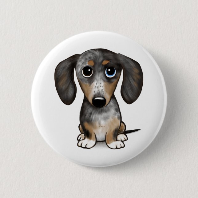 Macaron Rond 5 Cm Merle Dapple Dachshund mignon chien Wiener (Devant)