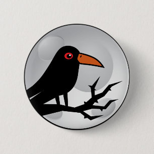 Macaron Rond 5 Cm Merle Goth Raven/corneille