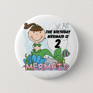 Macaron Rond 5 Cm Mermaid 2e Anniversaire Tshirts et cadeaux