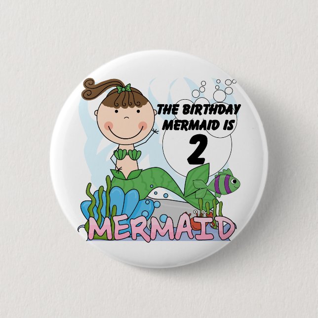 Macaron Rond 5 Cm Mermaid 2e Anniversaire Tshirts et cadeaux (Devant)