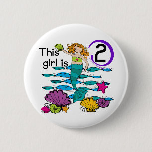 Macaron Rond 5 Cm Mermaid 2e Anniversaire Tshirts et cadeaux