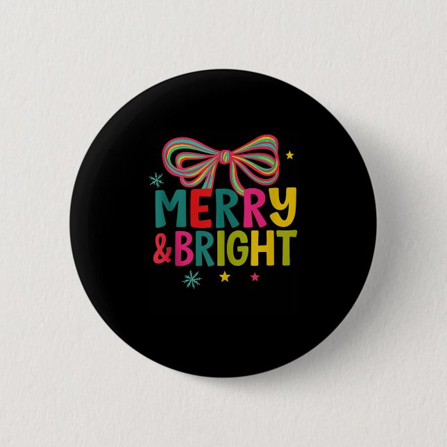Macaron Rond 5 Cm Merry And Bright Christmas Crew 2025 Funny Family  (Devant)