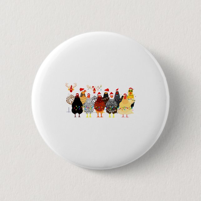 Macaron Rond 5 Cm Merry Chickmas Chicken Christmas Ornament Lights S (Devant)