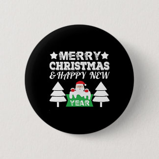 Macaron Rond 5 Cm Merry Christmas and Happy New Year Christmas