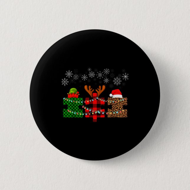 Macaron Rond 5 Cm Merry Christmas And Snowflakes Autism Merry Christ (Devant)