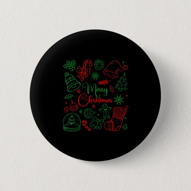 Macaron Rond 5 Cm Merry Christmas Bow Santa Xmas Coquette Aesthetic  (Devant)